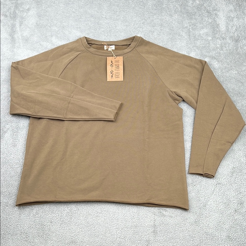 NEW The Simple Folk‎ XS The Sweatshirt Walnut Fleece Organic Cotton Stretch